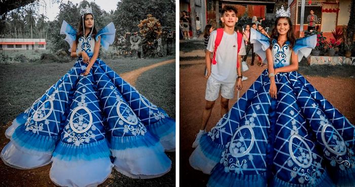 Sus padres no podían permitirse alquilar un vestido para la graduación de  su hija, así que su hermano se lo fabricó | Bored Panda