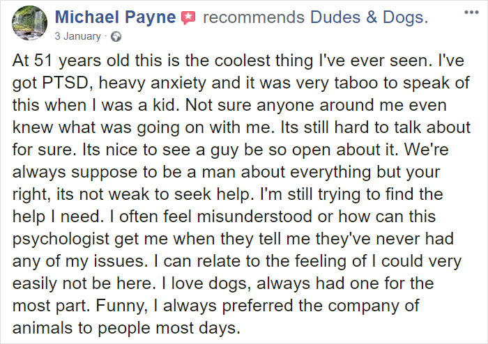 Guy Sets Up A Dog-Walking Group For Men Who Need A Companion To Open Up About Their Problems