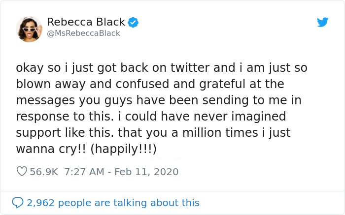 A Very Grown Up Rebecca Black Celebrates The 9-Year Anniversary Of "Friday" By Sharing An Emotional Message
