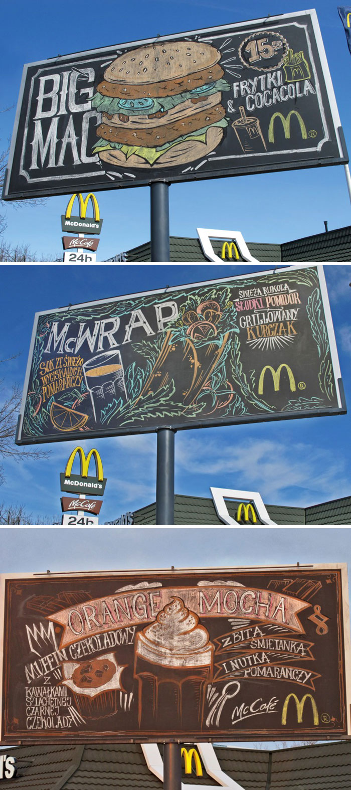 McDonald's Hand-Drawn Chalkboard Menu Style Billboards In Poland