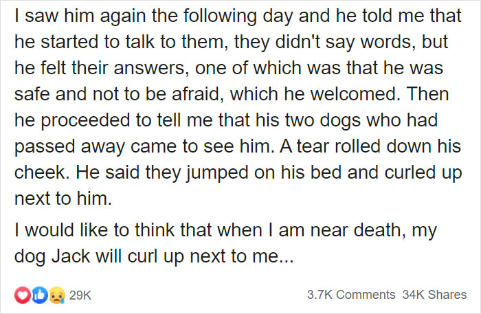 Hospice Nurse Shares A Story Of How A Dying Man Saw His Dogs And People Appear In The Room