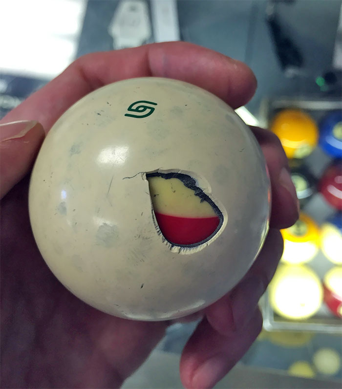 Cracked Cue Ball Reveals Another Ball Hidden Inside