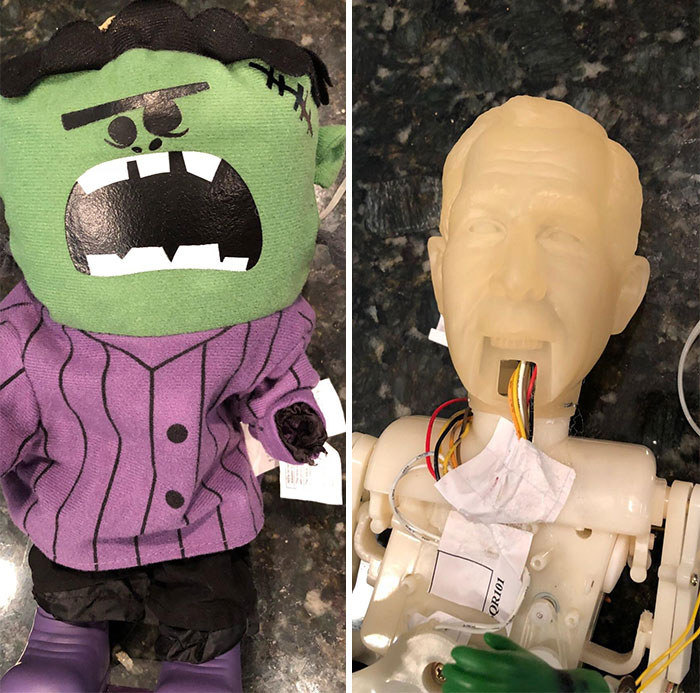 Human Head Inside Of Frankenstein Halloween Decoration