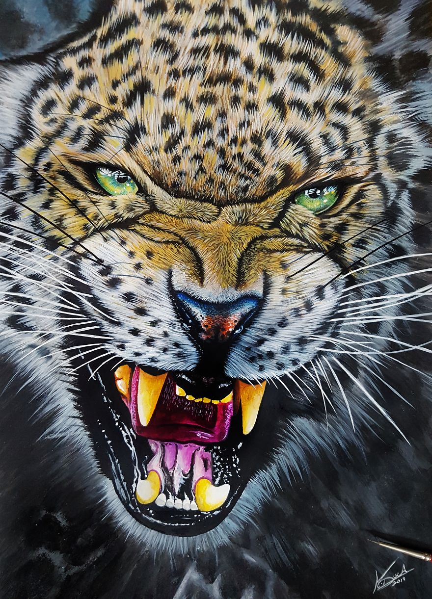 Leopard, One Of The Longest Paintings I Did, More Than 60 Hours Of Work