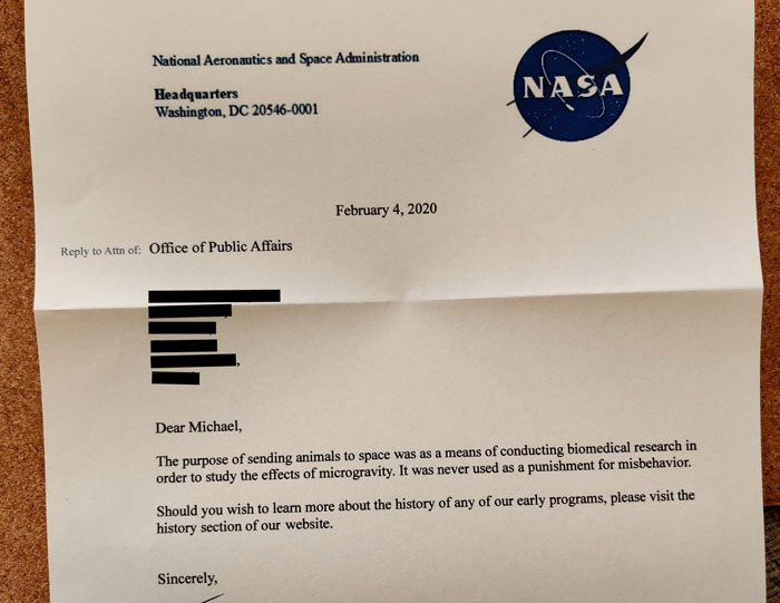 Guy Writes A Humorous Letter To NASA Where He Suggests Sending Misbehaving  Animals To Space, NASA Responds | Bored Panda
