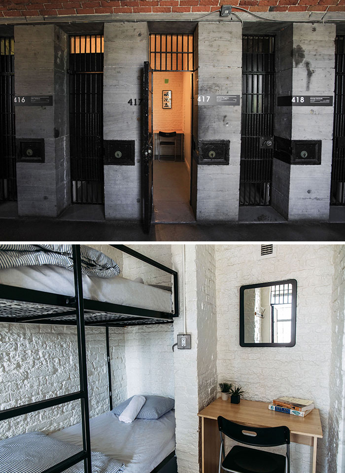 Hostal en la antigua cárcel de Ottawa. Cada celda es un cuarto para 2