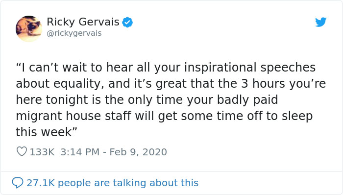 Someone Asks Ricky Gervais For His Opinion On The Oscars, The Comedian Doesn't Hold Back And Roasts Celebs Once Again