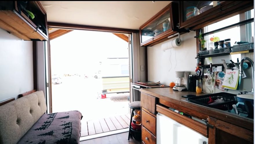 Custom DIY Tiny House Box Truck Built With Recycled Materials.