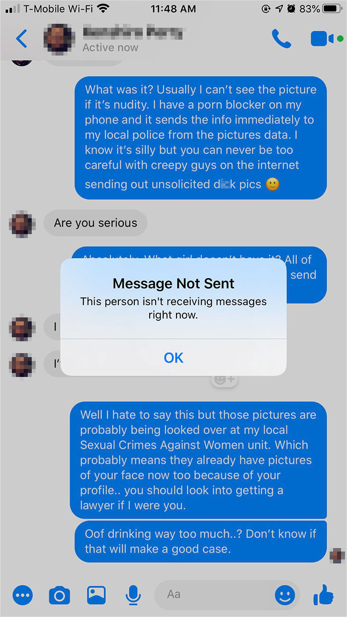 Man Sends This Woman An Unsolicited Pic, She Responds By Saying An App Sent It To The Police