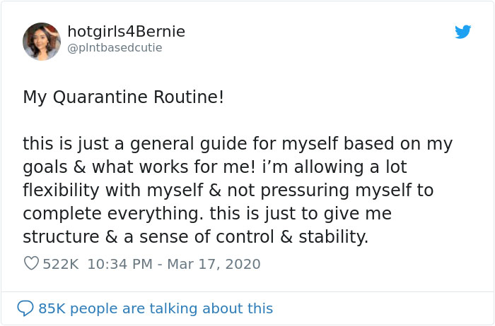 This Woman Tries To Bring Stability Into Her Life By Creating A Quarantine Routine, People Follow Her Example
