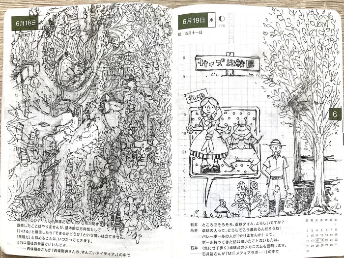 Japanese Designer Finds Wife’s Old Notebook Doodles, Shares Her Detailed Drawings On Twitter