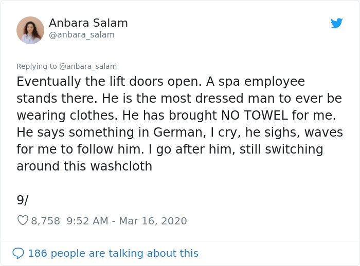 This Tale Of A Naked Woman Lost In A German Sauna Is “A Palate Cleanser” During Stressful Times