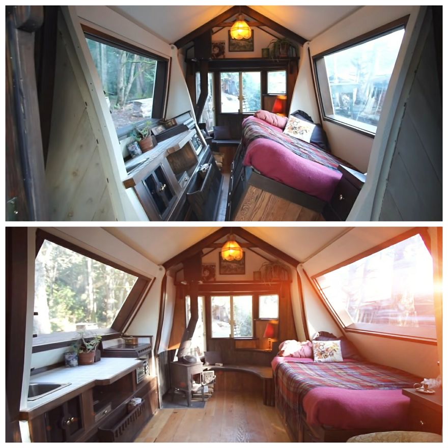 Gorgeous Folding Tiny House Built With Reclaimed Materials.
