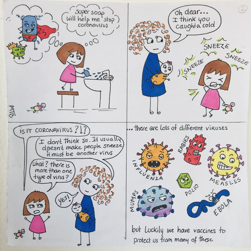 Mum Makes Brilliant Cartoons To Explain Coronavirus To Her Kid