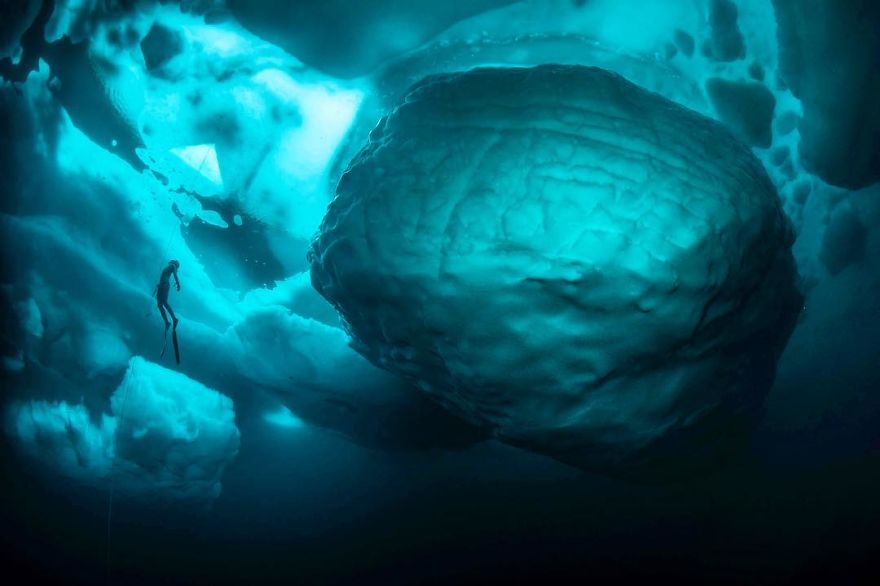 Photographer Takes Incredible Pictures Of Greenland's Underwater Icebergs