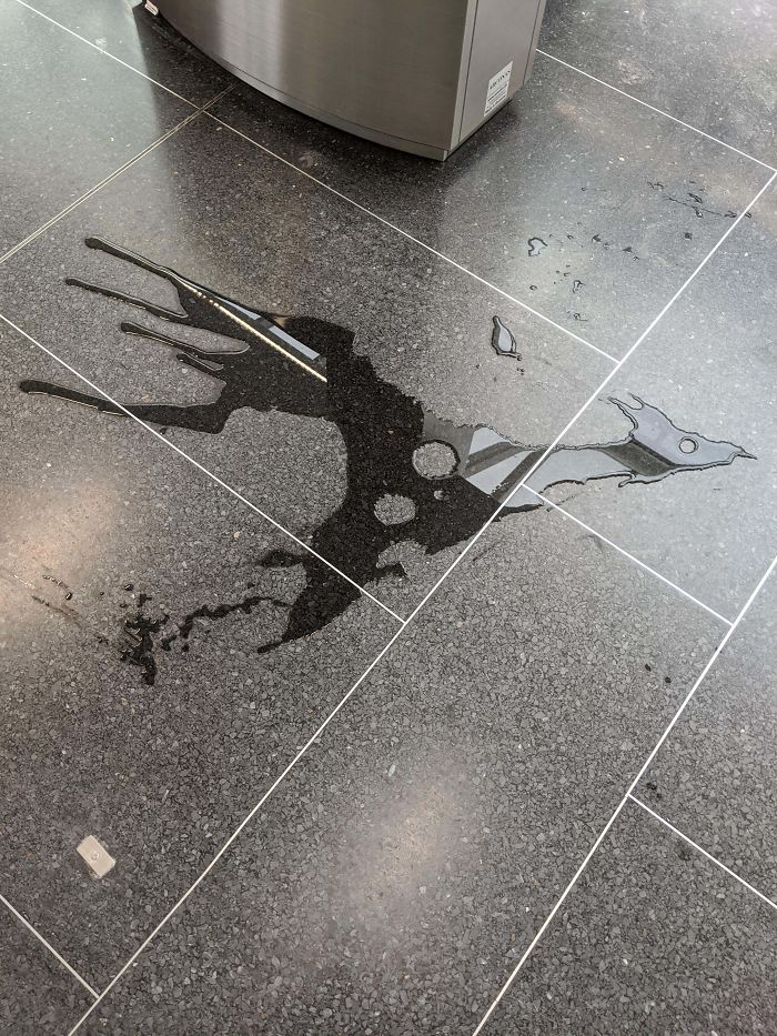 This Splash Of Water On The Ground That Looks Like A Dragon In Flight