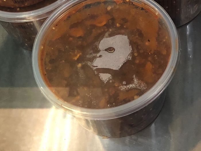 This Salsa Container Has Condensation That Resembles A Gorilla's Face