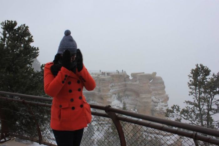 Saw A Picture Where You Couldn’t See The Great Wall. This Is Me Crying At The Grand Canyon Because A Blizzard Blocked The View