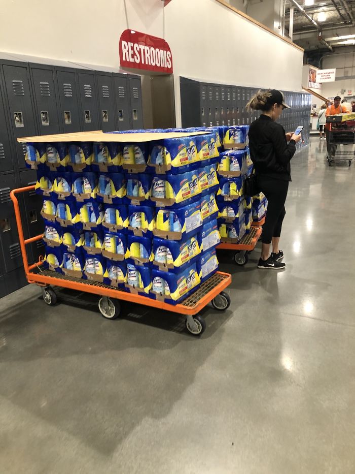 This Woman, Hoarding All The Wet-Wipes At The Local Costco