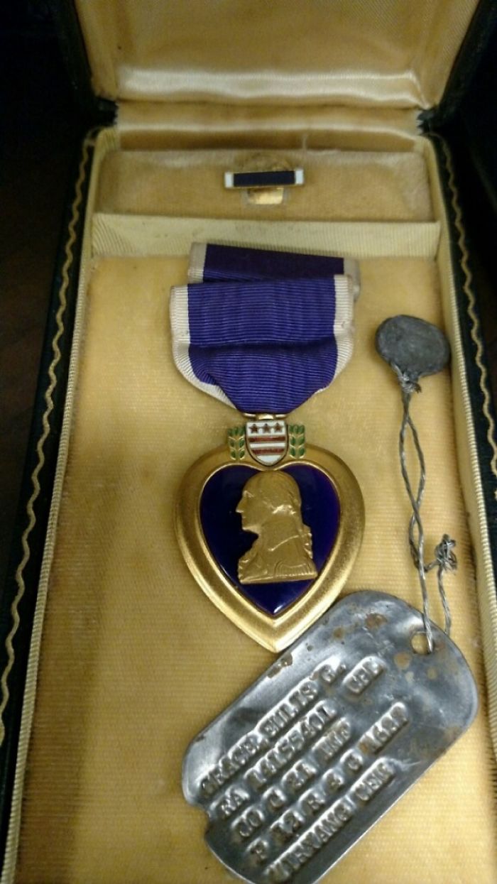 A Nice Couple Found My Great Grandpa's Purple Heart In A Forclosed Home In A Box Labled "Trash" And Returned It To My Family