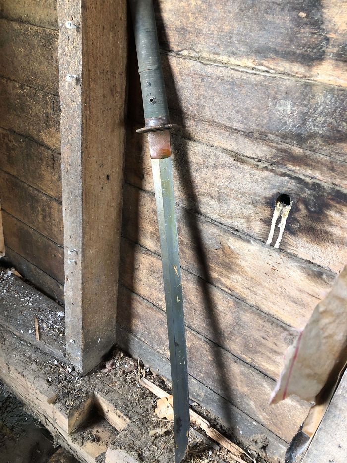 Renovating A 100-Year-Old House, Found A Samurai Sword. The Sheath Is Metal On The Outside And Wood Inside. Still Sharp And Heavy