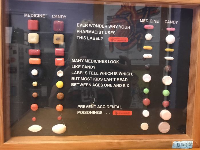 Tabla de identificación de caramelos prohibidos para prevenir envenenamientos accidentales