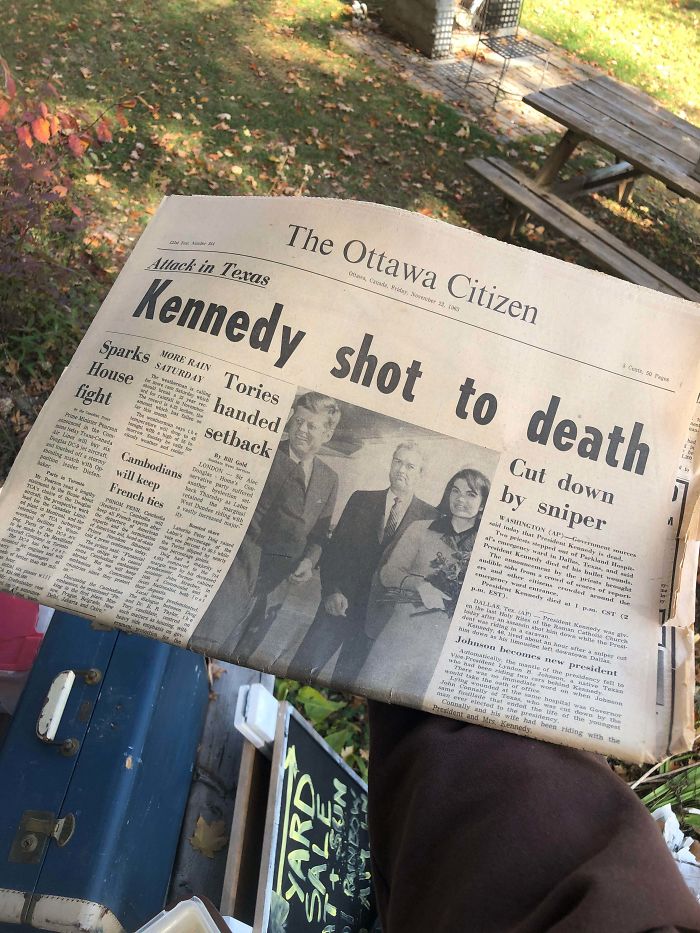 Found An Old Newspaper From When Kennedy Was Shot While Cleaning Out The Garage