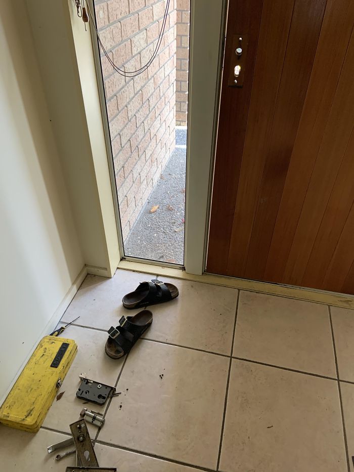 It Was Announced Today That My Country Is Going Into Lockdown. My Door Was Being Repaired When The Announcement Was Made And The Repair Man Left In A Panic