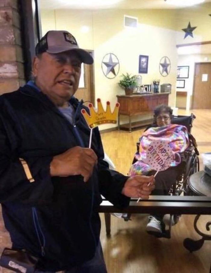 My Grandfather Celebrating My Grandma's Birthday Outside Of Her Window Because The Nursing Isn’t Allowing Visitation Due To The Corona Outbreak