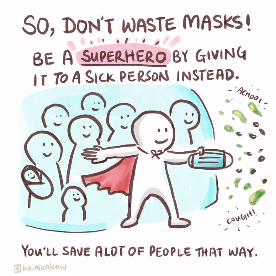 I Noticed People Using Masks To Protect Themselves From Viruses All Wrong, So I Created These Infocomics To Explain How To Use Them Properly