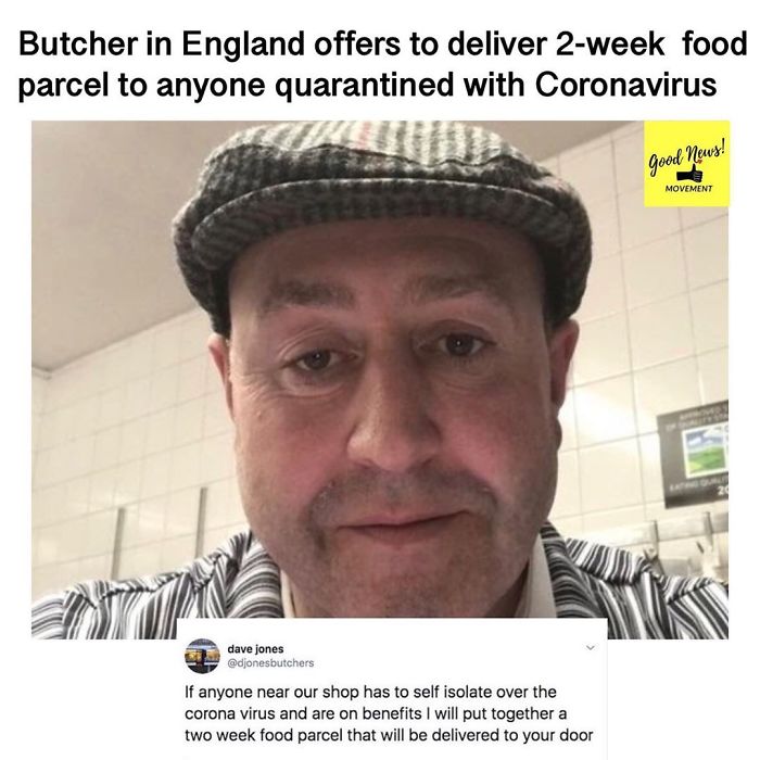 Butcher Dave Jones, The Owner Of D Jones Butchers In Earlsheaton, UK, Posted On Social Media Offering To Deliver 2-Week Food Parcel At No Cost, After A Rise In Coronavirus Cases Across The UK