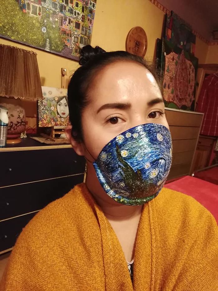 "Bra" Handpainted Facemask