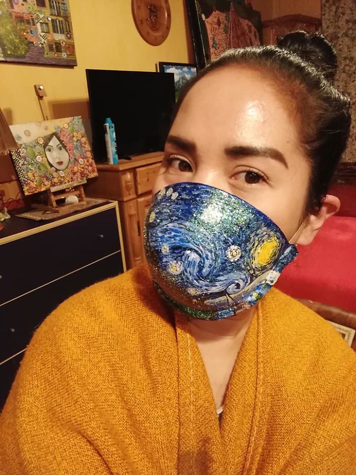 "Bra" Handpainted Facemask