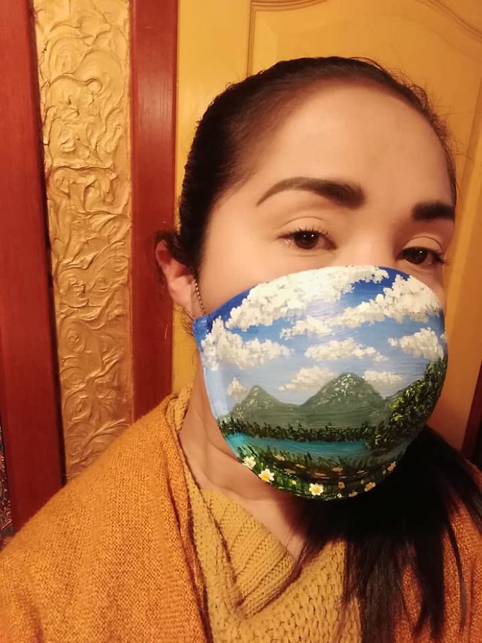 "Bra" Handpainted Facemask