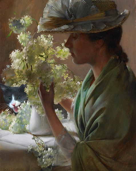 "Lady With A Bouquet (Snowballs)" And Moochie, Charles Courtney Curran