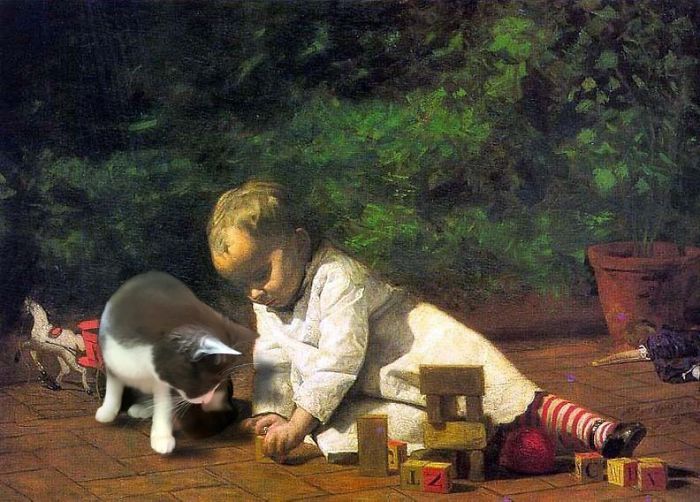 "Baby Playing On The Floor" With Moochie, Thomas Eakins