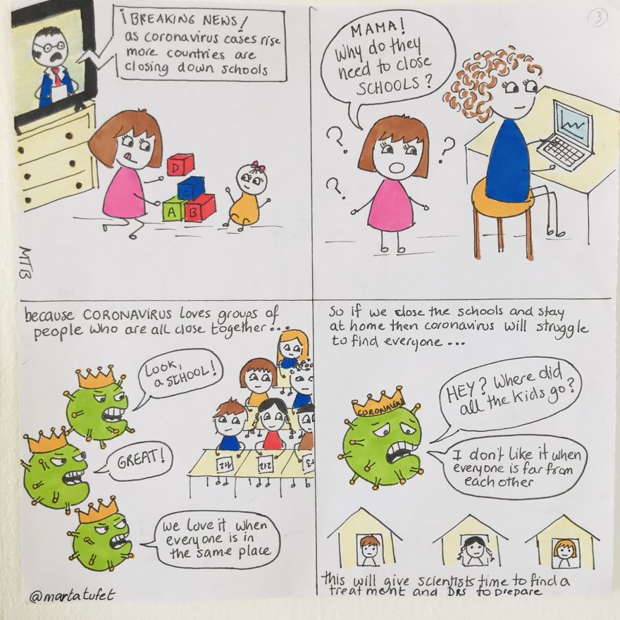 Mum Makes Brilliant Cartoons To Explain Coronavirus To Her Kid