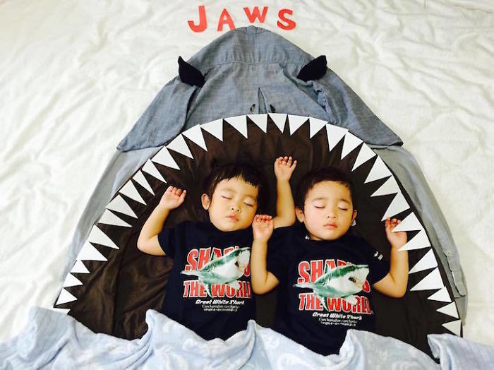 Mom Dresses Twins Up In Costumes For Fun While They Nap.