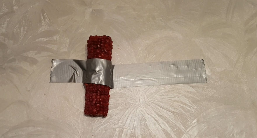I Made A Pomegranate Corn Cob And Duct-Taped It To A Wall