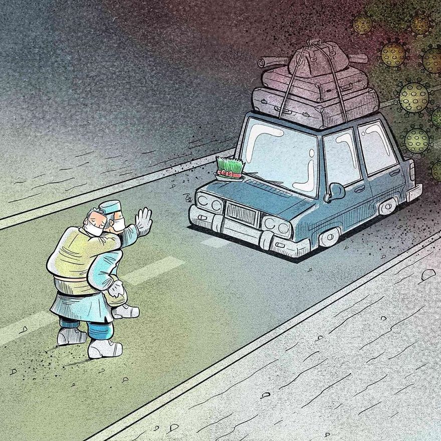 Iranian Artist Makes Impactful Cartoons To Reflect On The Coronavirus
