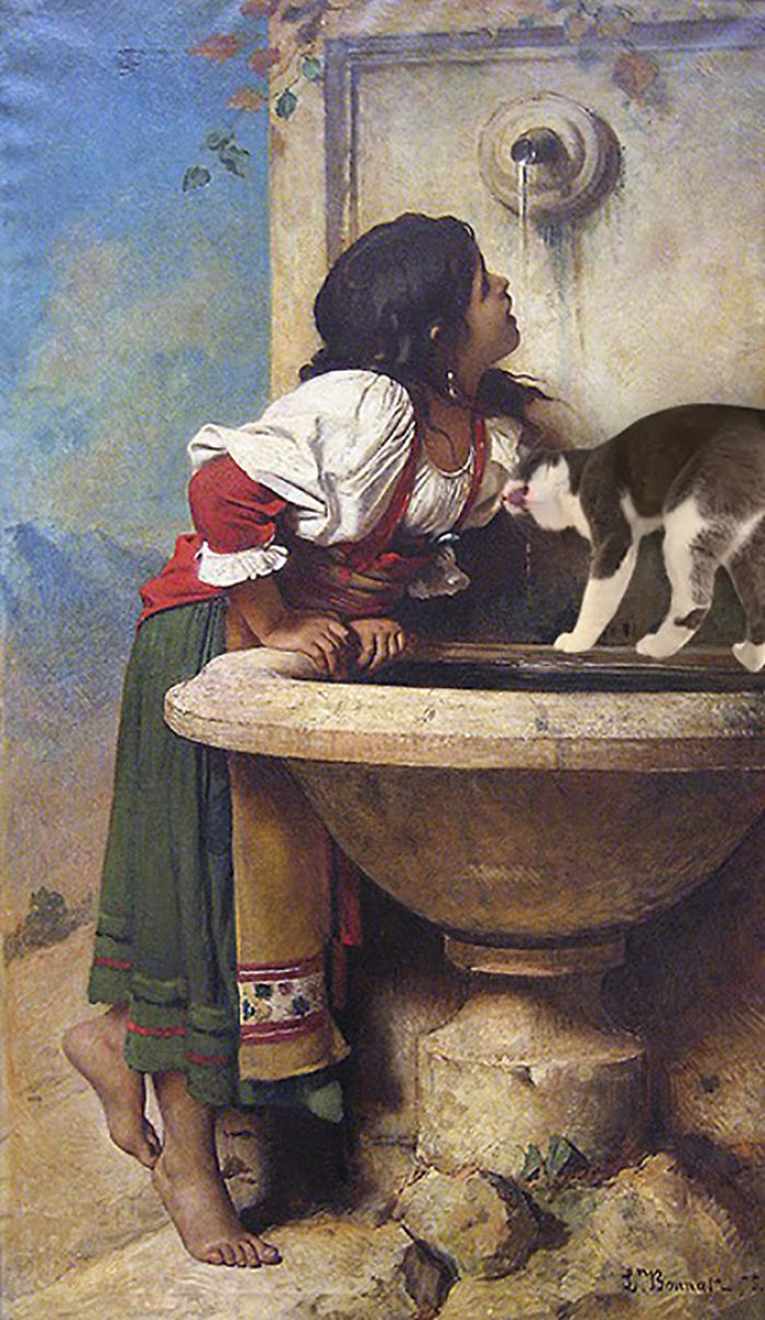 "Roman Girl At A Fountain" With Moochie, Léon Joseph Florentin Bonnat