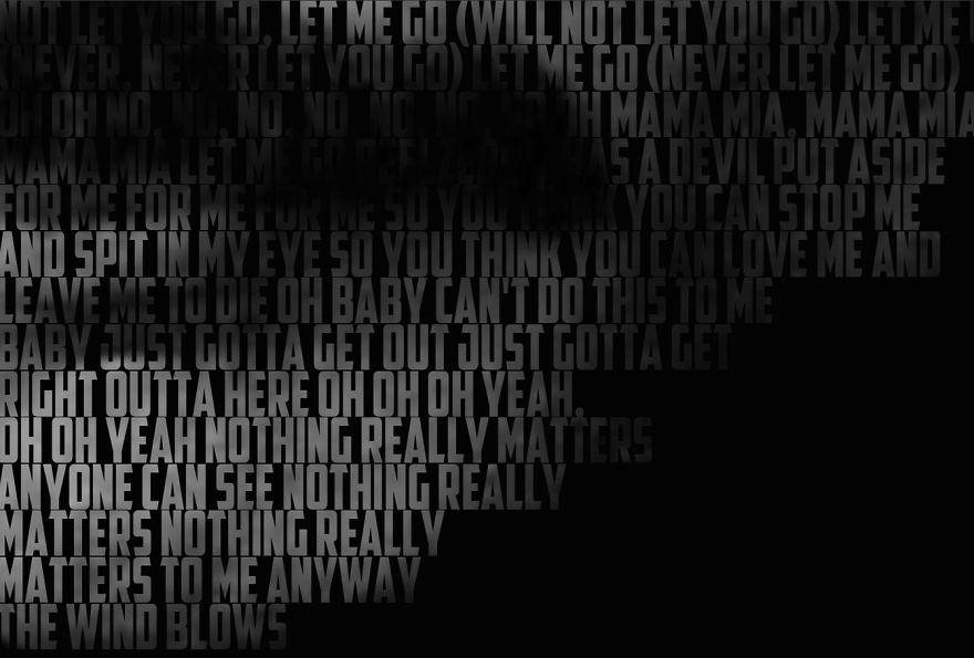 Text Art Bohemian Rhapsody Song Carved Into Freddie Mercury's Poster Face