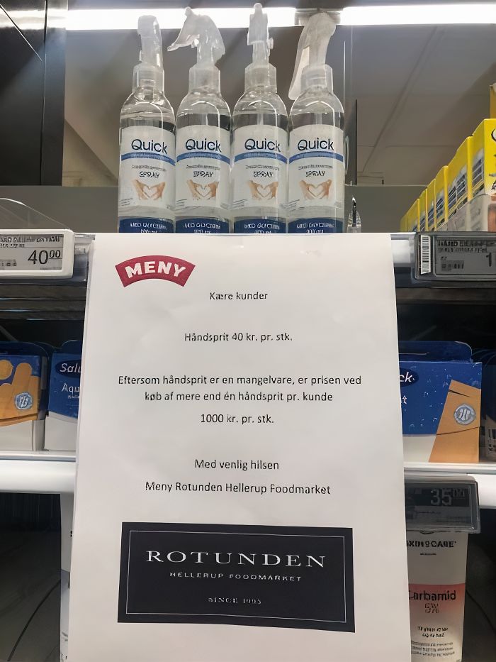 Supermarket In Denmark Comes Up With A Brilliant Pricing Trick To Stop Hand Sanitizer Hoarding