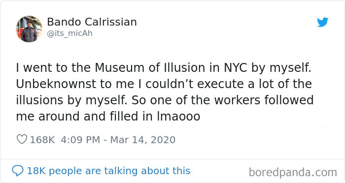 Guy Visits The Museum Of Illusions Alone, Gets A Museum Worker To Help Him With The Pictures