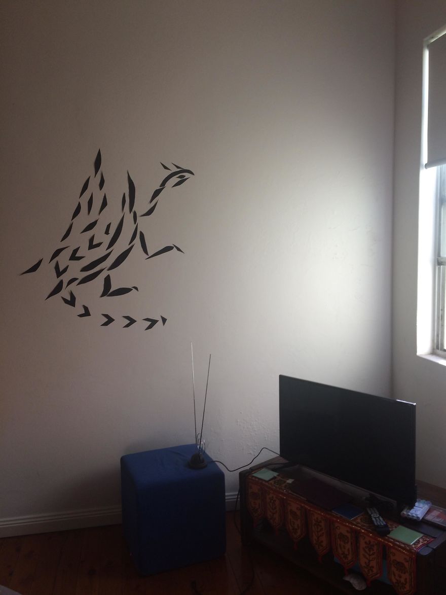 I Can't Deal With Blank Walls, So When We Moved Into Our New House Last Year, Marcel The Wall Dragon Was Born