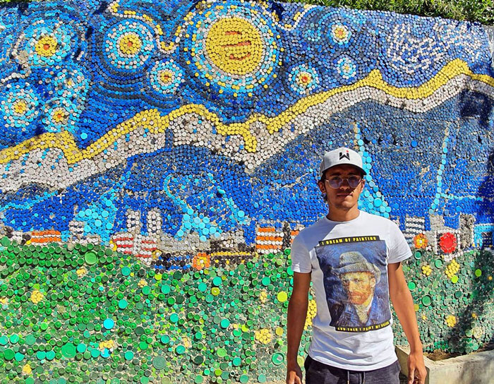 Artist Uses 200k Recycled Bottle Caps To Create Venezuela's First Eco-Mural