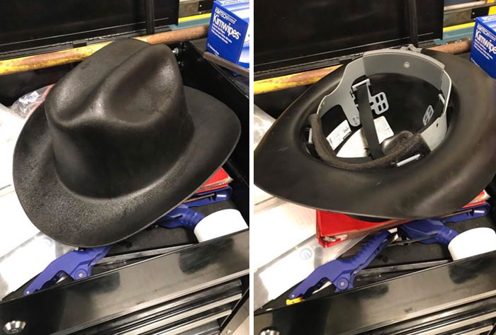 A Worker In My Factory Has A Cowboy Hat That Doubles As A Hard Hat