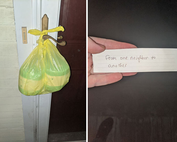 One Of My Neighbors Left A Bag Of Toilet Paper On My Front Door And With The Way Things Are In The World Right Now, Being A Single Mom And Struggling With My Bipolar Lately, This Small Token Of Generosity Moved Me To Tears