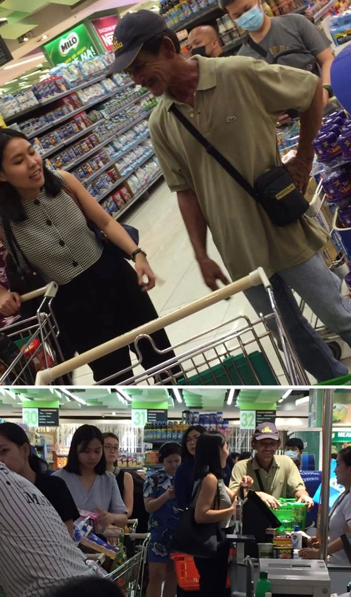 Lady Buys Lots Of Groceries For Old Man Who Only Had Some Canned Goods, Alcohol