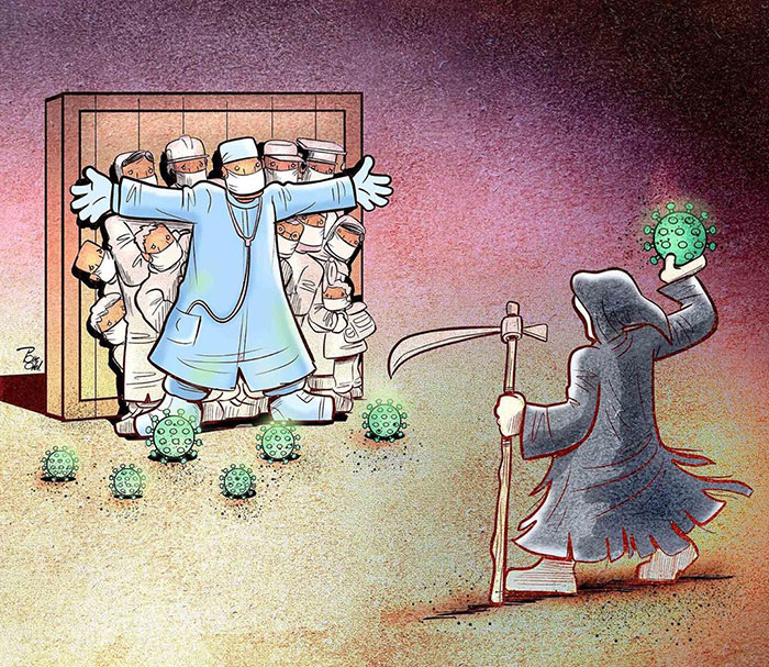 29 Illustrations By Iranian Artist Show The Harsh Reality Of Doctors During Coronavirus Outbreak